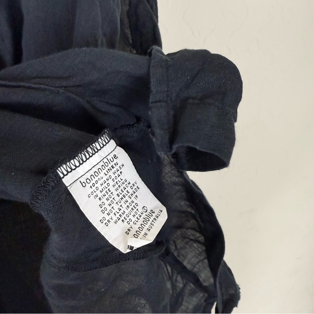 Banana Blue Australia Solid Black 100% Linen Splash Top - Picture 5 of 7